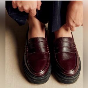 New Sezane Albane Loafers - Glossy Burgundy